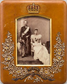 Royal wedding portrait depicting King Frederick VIII of Denmark and Louise of Sweden, 1869.