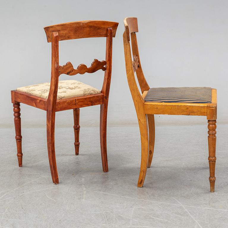 Eight Biedermeier birch chairs, mid 19th Century.