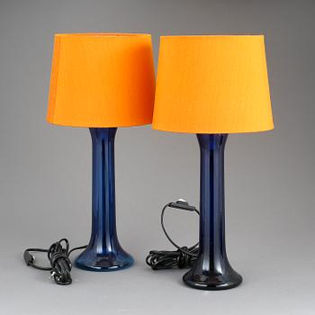 BORDSLAMPOR, ett par, glas, Luxus, 1960/70-tal.