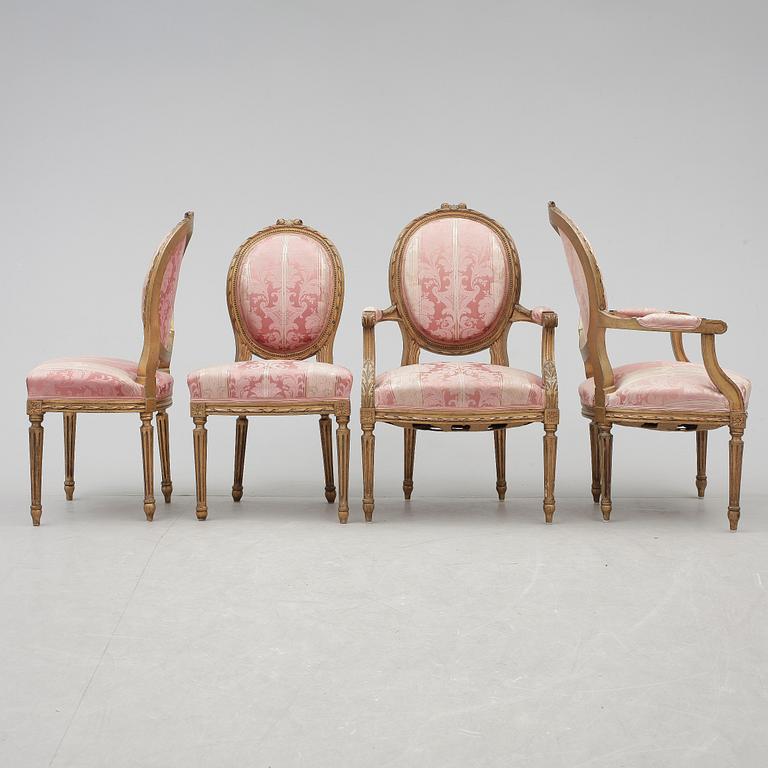 STOLAR, 2+2, Louis XVI-stil, omkring sekelskiftet 1900.