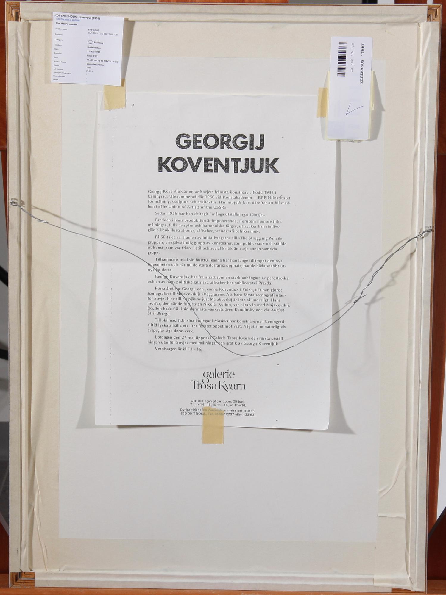 KOVENTJUK, GEORGIJ, olja på pannå, monogramsign.