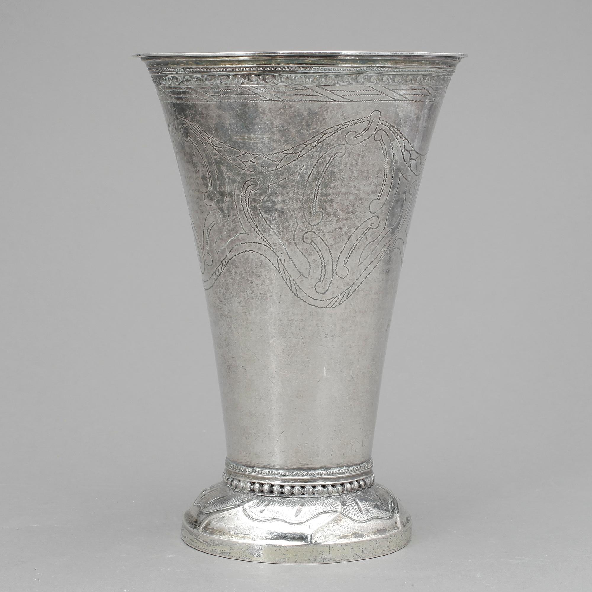 BÄGARE, silver, Erik Ernander, Uppsala, 1796. Vikt ca 430g.