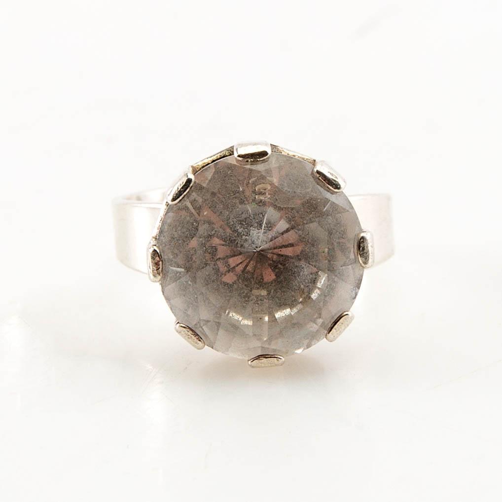 Ring samt armband Alton silver och bergkristall Falköping 1972.