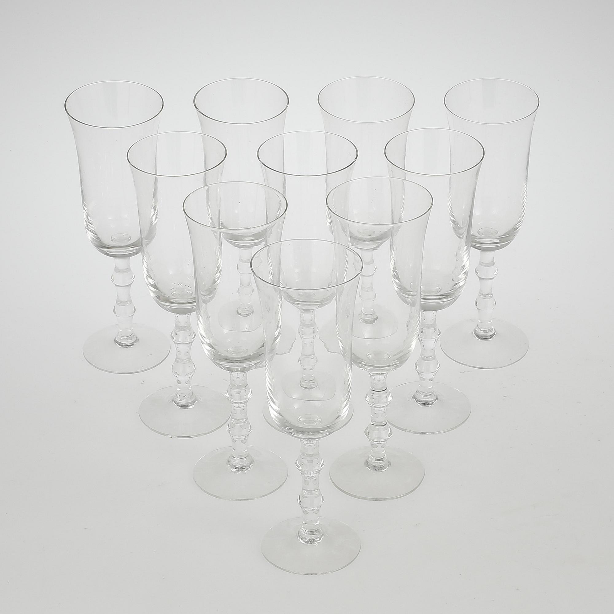 CHAMPAGNESTRUTAR, 10 st, "Salut", Simon Gate, Orrefors, 1900-talets andra hälft.