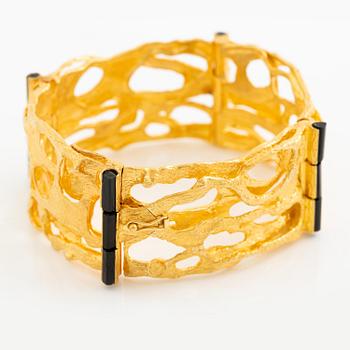 Björn Weckström, bracelet, "Offereld", 18K gold with tourmaline sticks, Lapponia 1972.