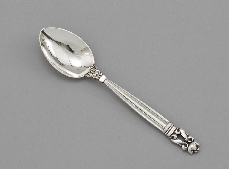 KAFFESKEDAR, 6 st, sterling. Johan Rodhe för Georg Jensen. "Konge/Acron".