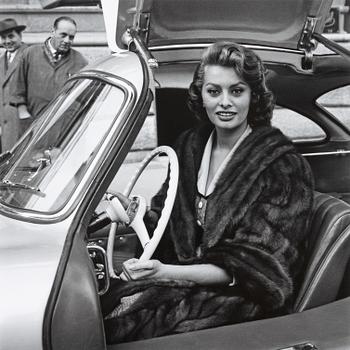 Per-Olow Anderson, "Sophia Loren photographed in Per-Olow's Mercedes Benz 300 in SL Rome 1954".