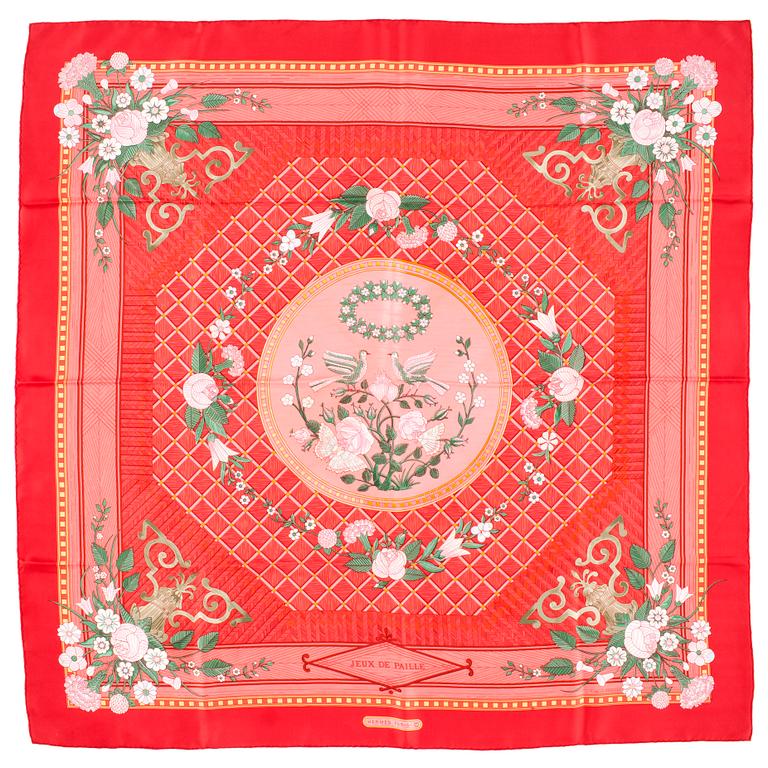 HERMÈS, silk scarf, "Jeux de Paille".