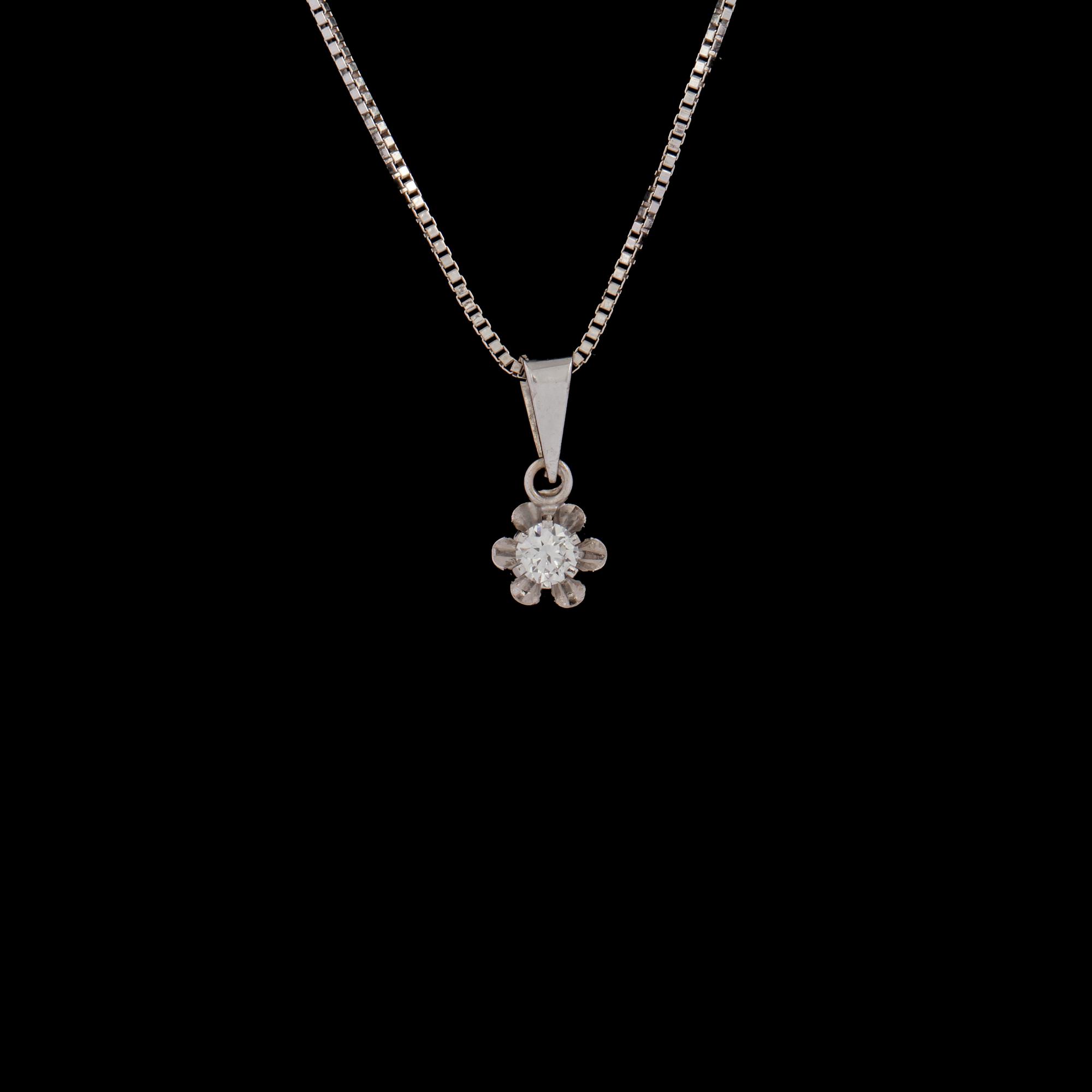 HÄNGE, 18k vitguld med briljantslipad diamant, 0.14 ct. Vikt 3 g.