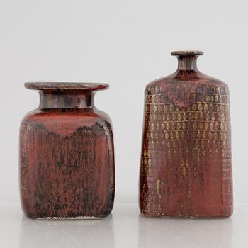 Stig Lindberg, two stoneware vases, Gustavsberg Studio, 1969.
