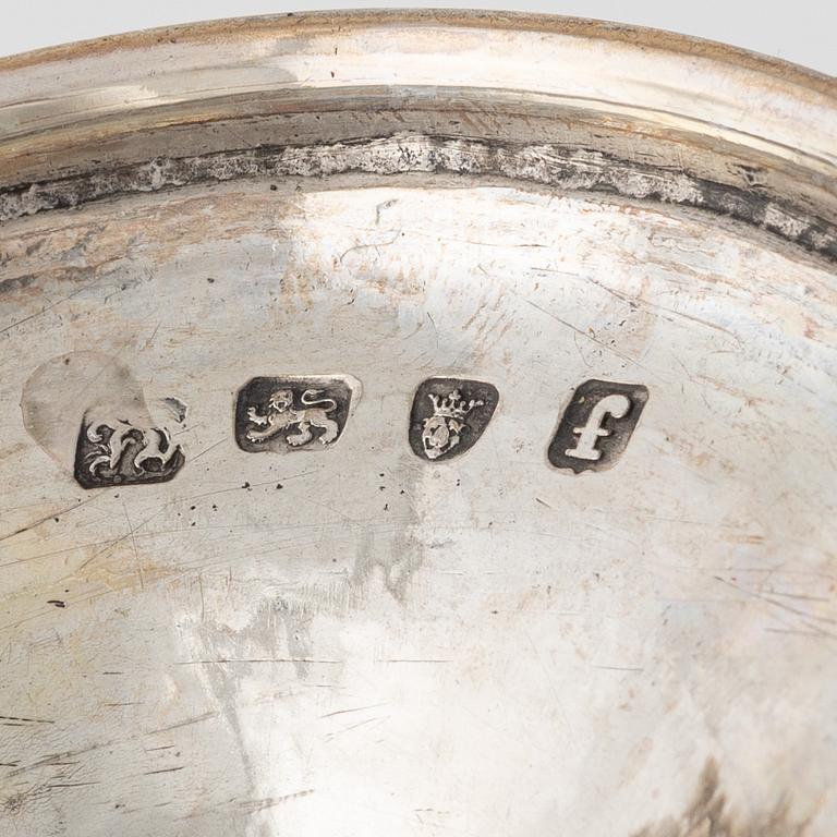 Six English silver beakers, 19th Century.