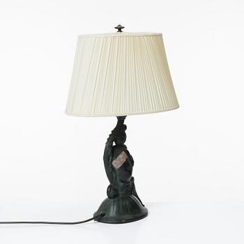 Carl Fagerberg, a ronze table lamp, Sweden, signed, presumably 1920's.