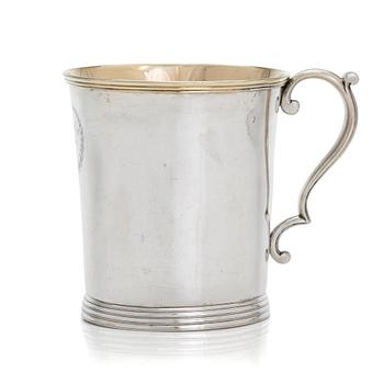 A mid-19th-century parcel-gilt tankard, maker's mark of Roland Mellin, Helsinki 1849.