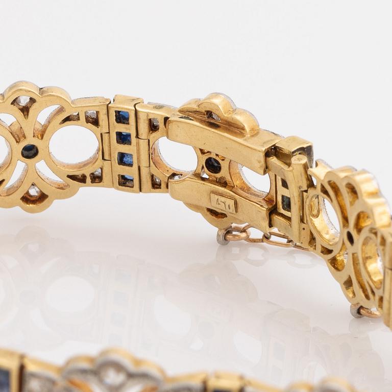 Art deco rose cut diamond and sapphire bracelet.