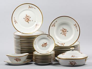 MATSERVIS, 51 delar, porslin, "Brun ros", Royal Copenhagen.