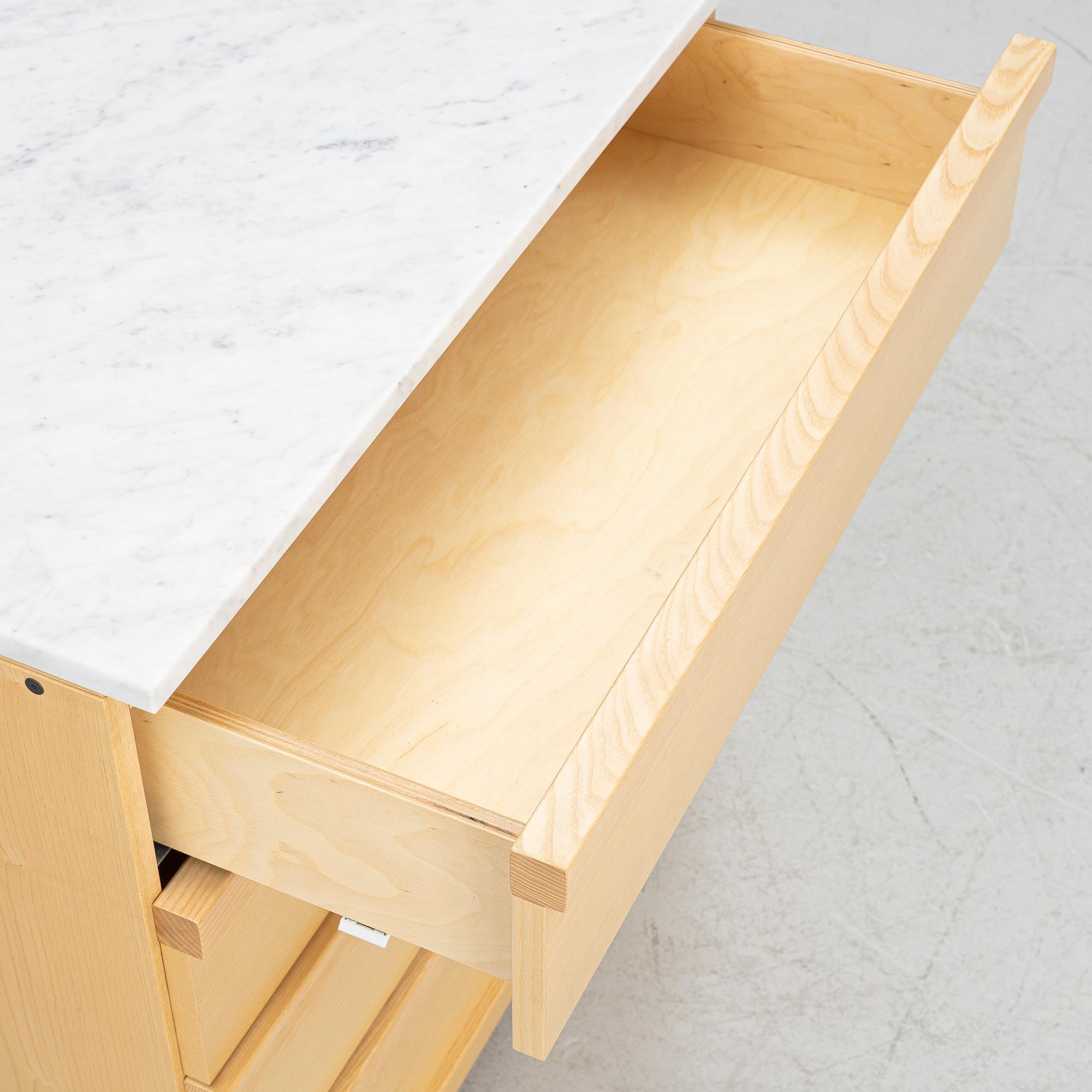 A contemporary chest of drawers.