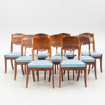 A set of eight Baltic late Empire mahogany chairs, ca 1840.