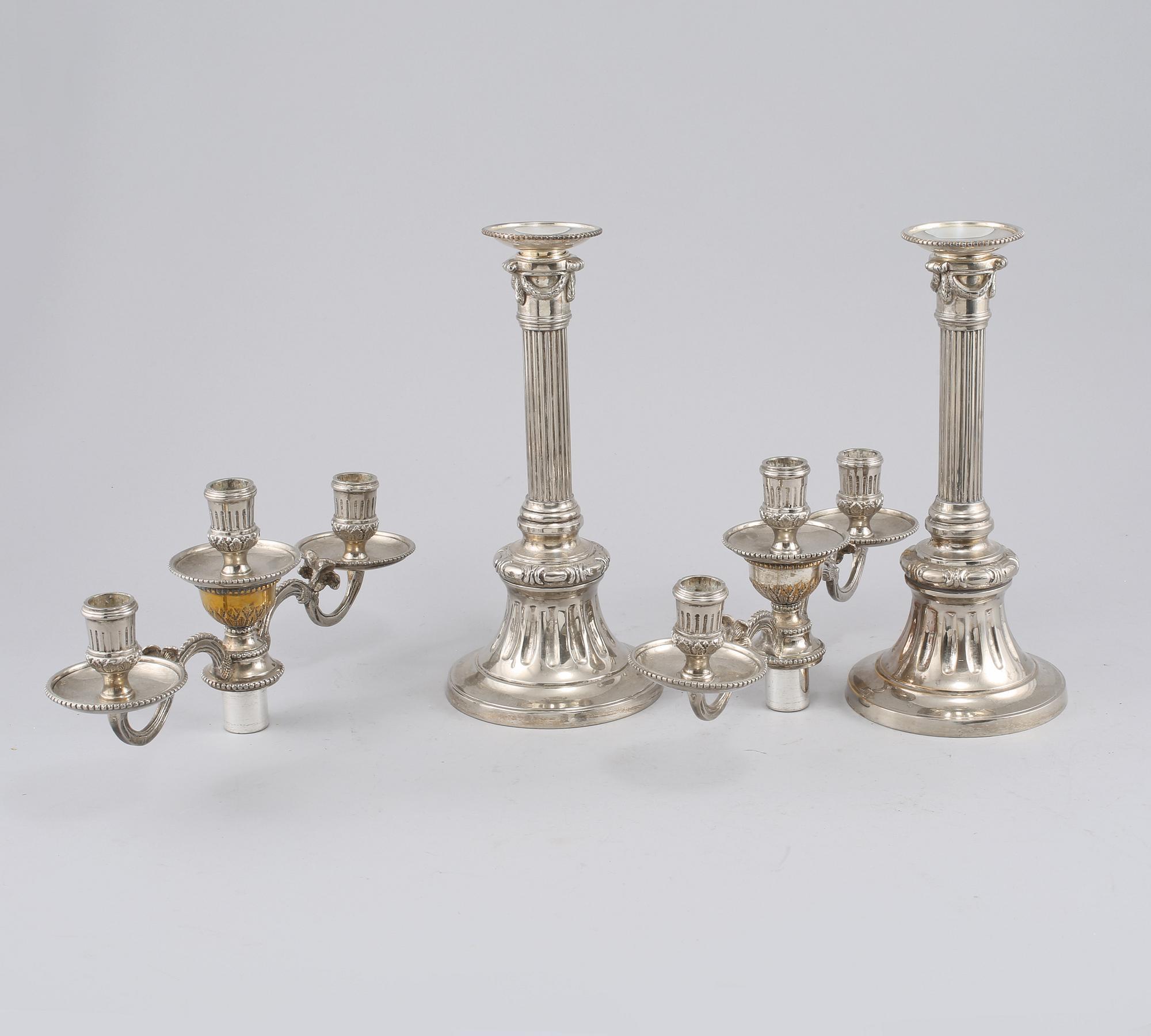 KANDELABRAR, ett par, nysilver, "Väsby", IKEAs 1700-tals-serie, 1900-talets slut.