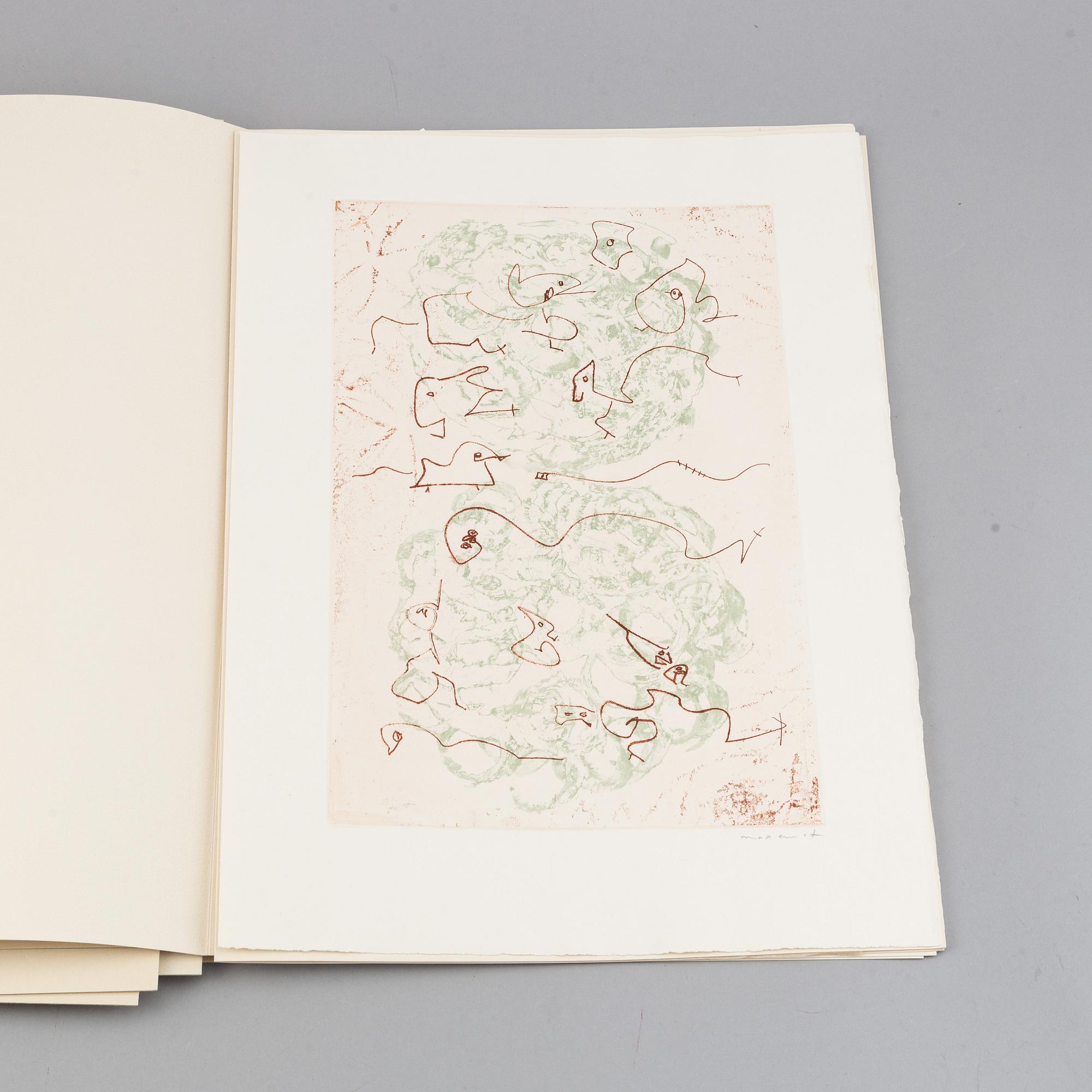 Max Ernst, bok med 2 färgetsningar signerade med blyerts. Samt 26 offsetlitografier.
