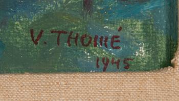 Verner Thomé, öljy levylle, signeerattu ja päivätty 1945.