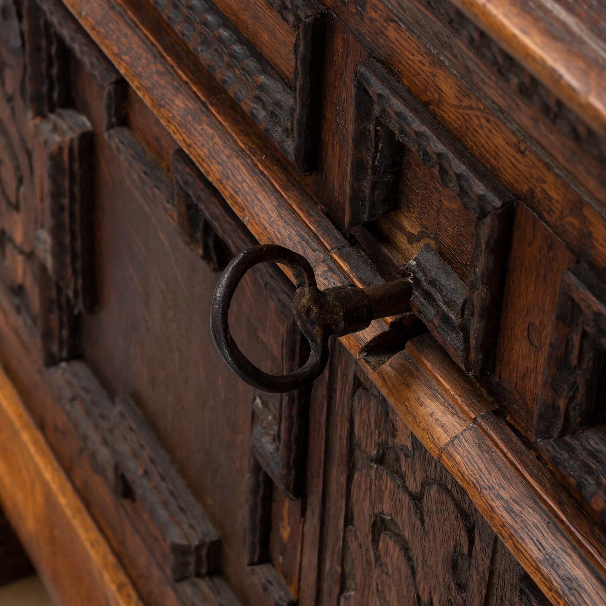 A 1700's oak chest.
