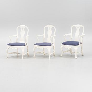 A set of three Rococo style chairs, second half of the 20th Century.
