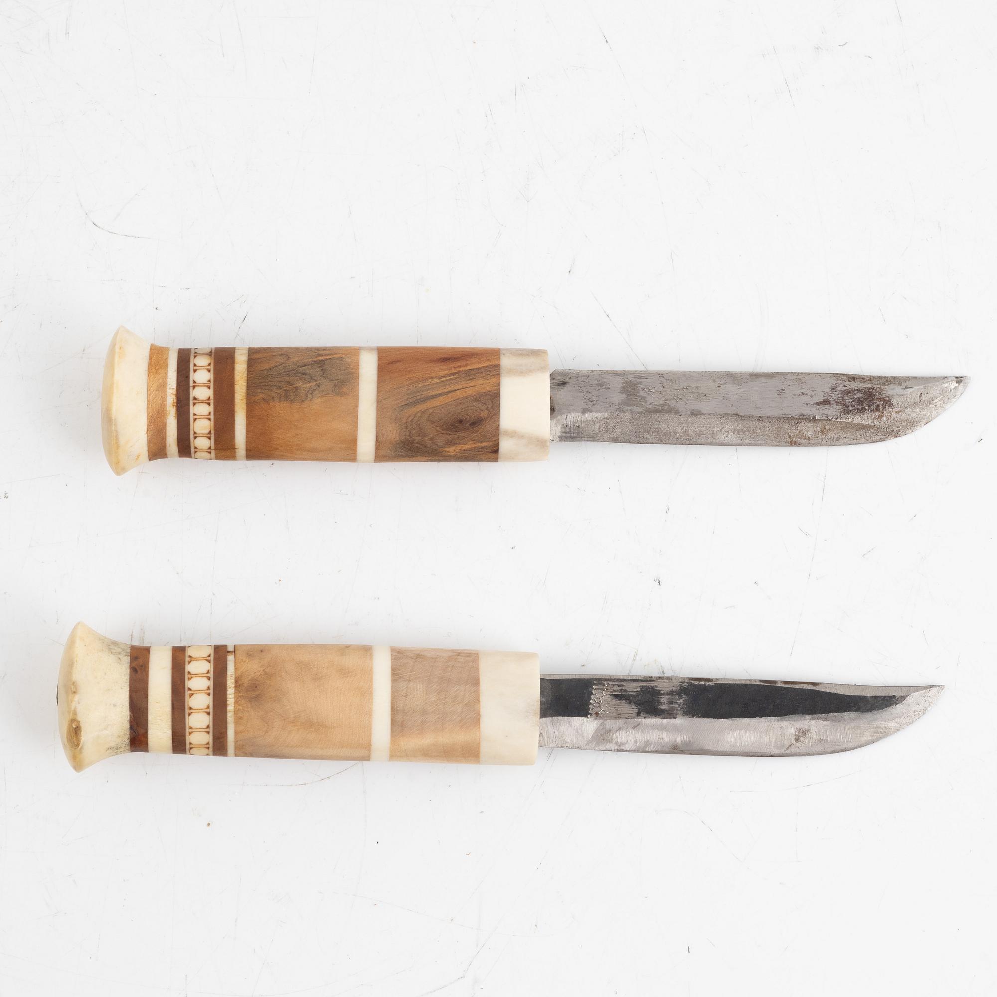Allan Elnebro, two knives, signed, Arjeplog.