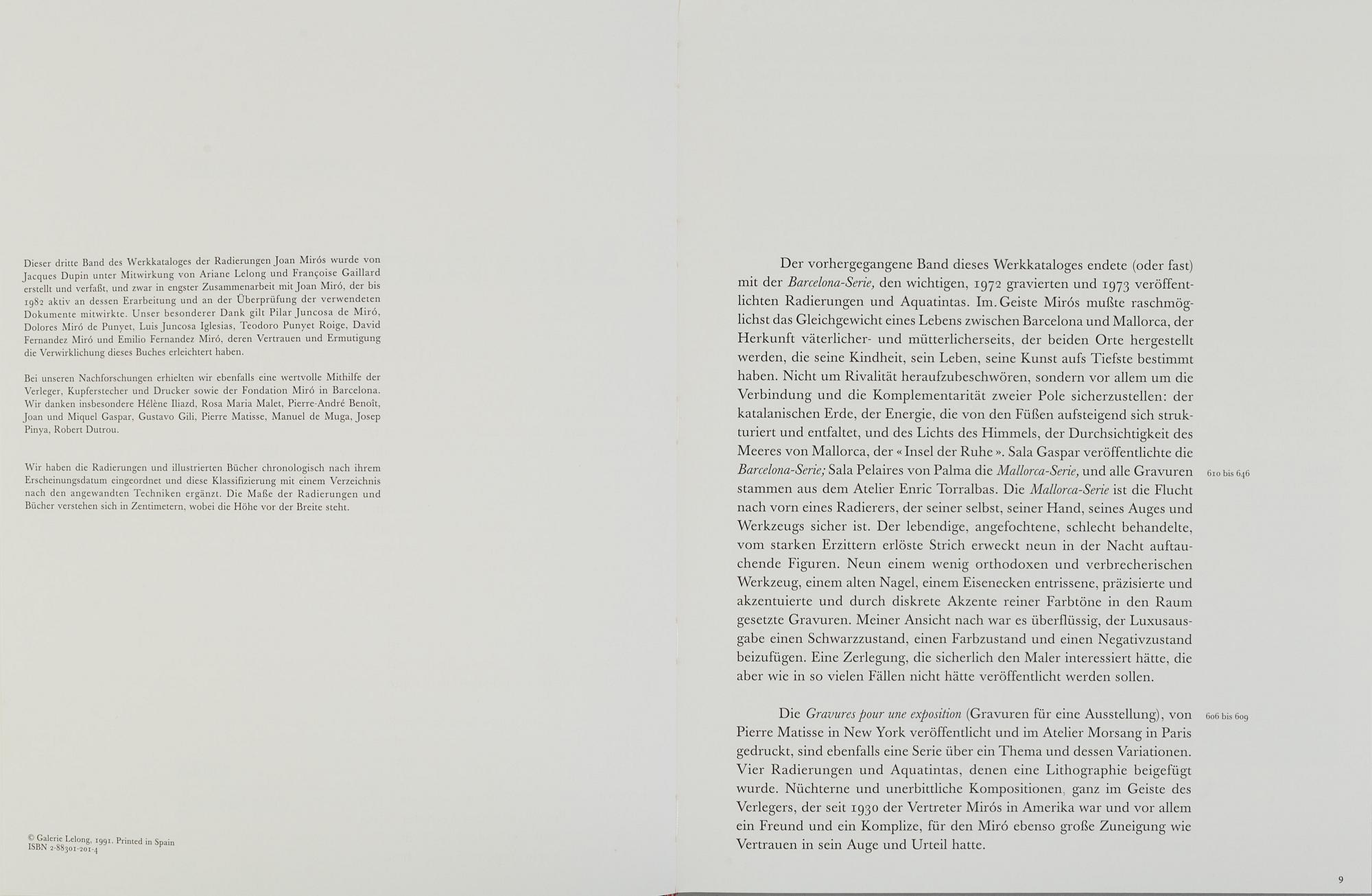 A set of two books  Joan Miró, Lithographe and  Miró Radierungen.