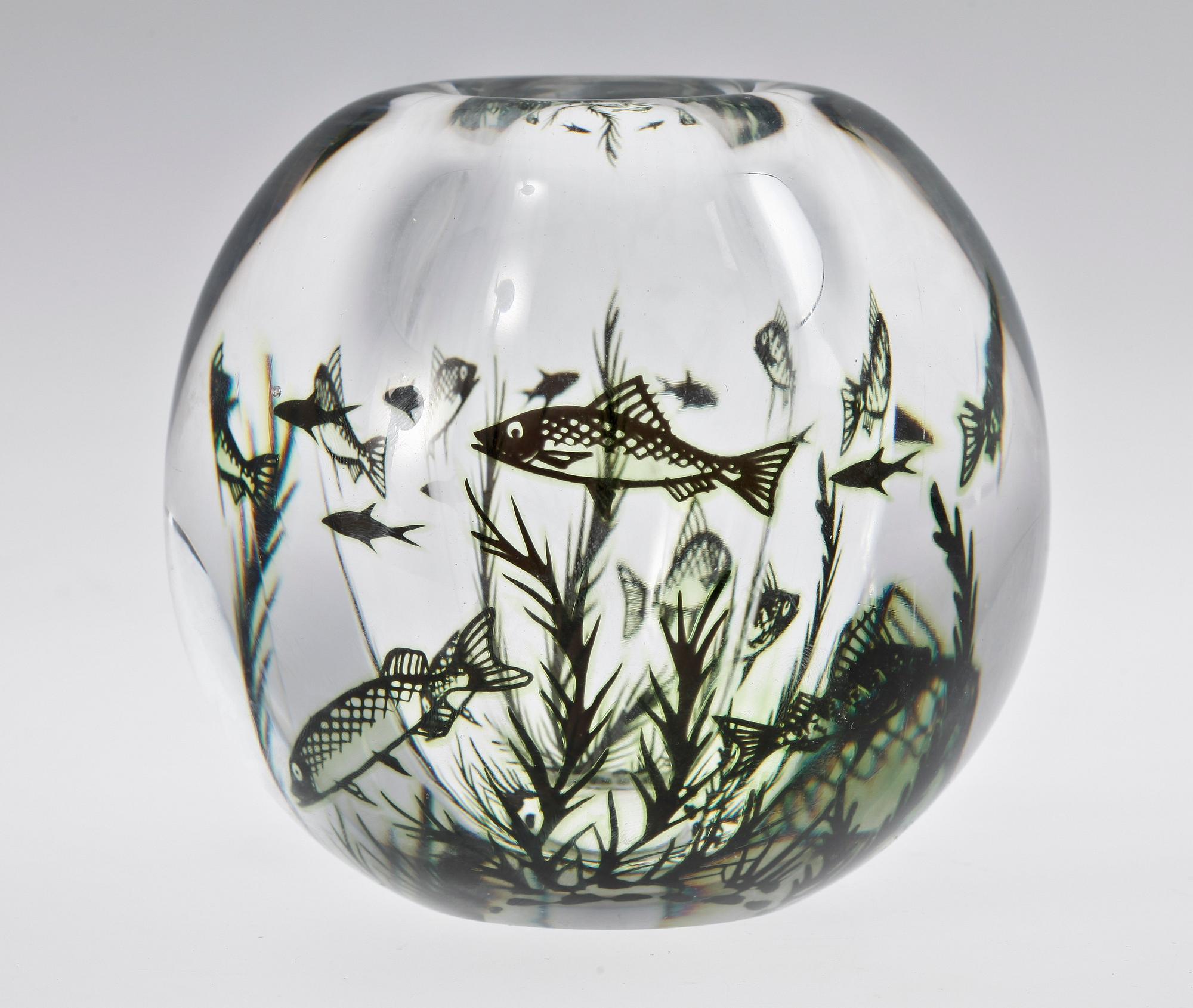 VAS, glas, fiskgraal, Edvard Hald Orrefors 1959.