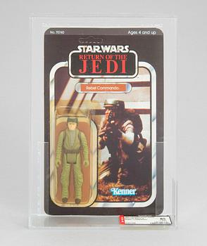 Three vintage Star Wars AFA-graded figures in original packaging, Kenner, 1983.