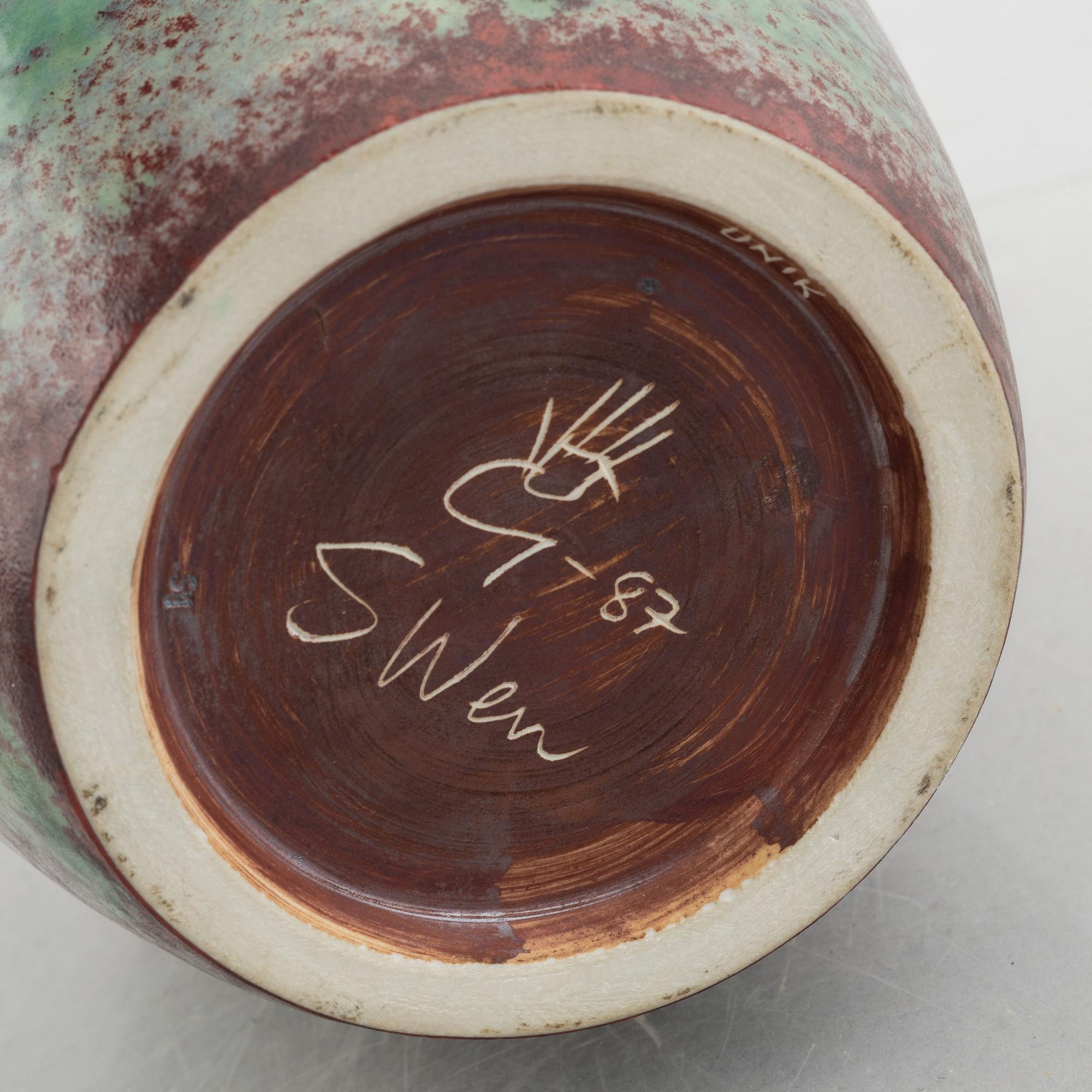 Sven Wejsfelt, a unique stoneware vase, Gustavsbergs Studio 1987.