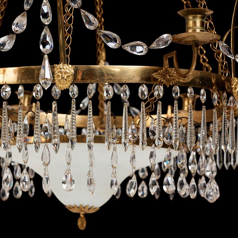 A late Gustavian around year 1800 6-light chandelier.