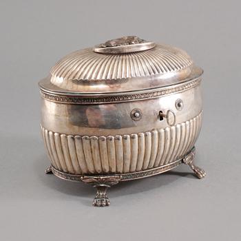 SOCKERSKRIN, silver, Johan Fredrik Massman, Stockholm, 1826, vikt 655 gram.