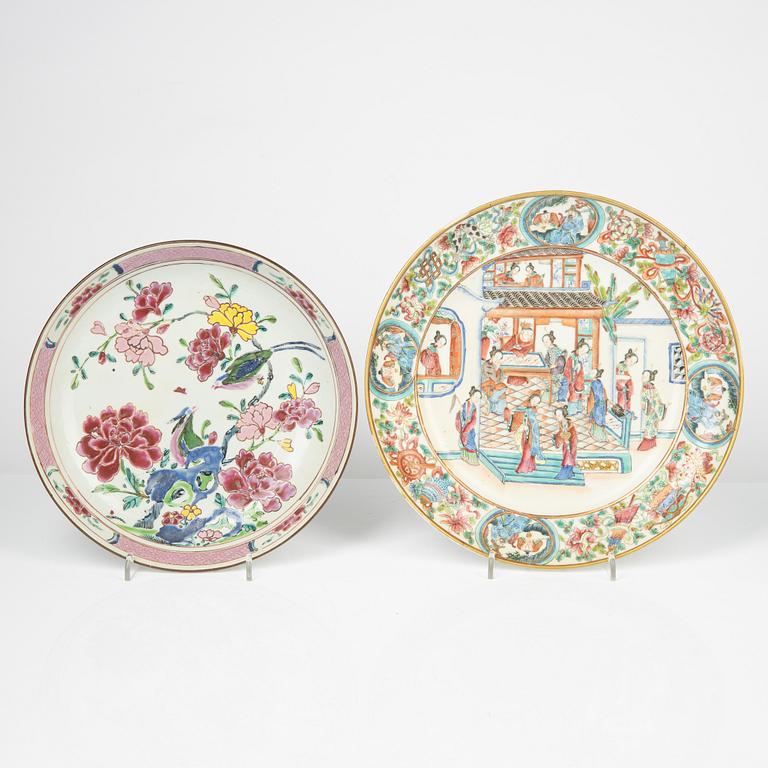 Nine Chinese porcelain plates, Qing Dynasy, 18th-19th Century.