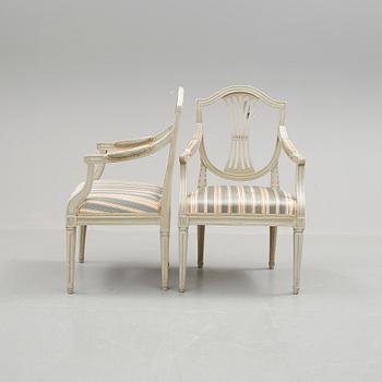 KARMSTOLAR, ett par, gustavianska, 1800-talets början.