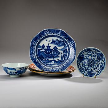 SKÅL OCH FAT, 4 st, Kina och Holland 1700- och 1800-talets slut.