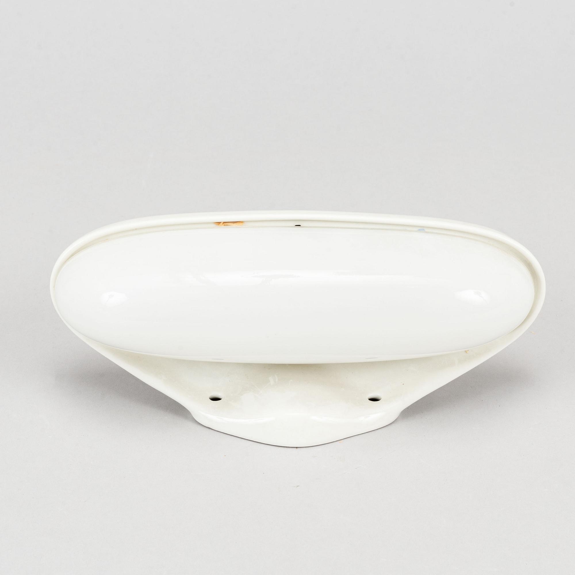 Wilhelm Wagenfeld, a set of three glass and ceramic bathroom lights, Lindner Keramik, Bamberg.