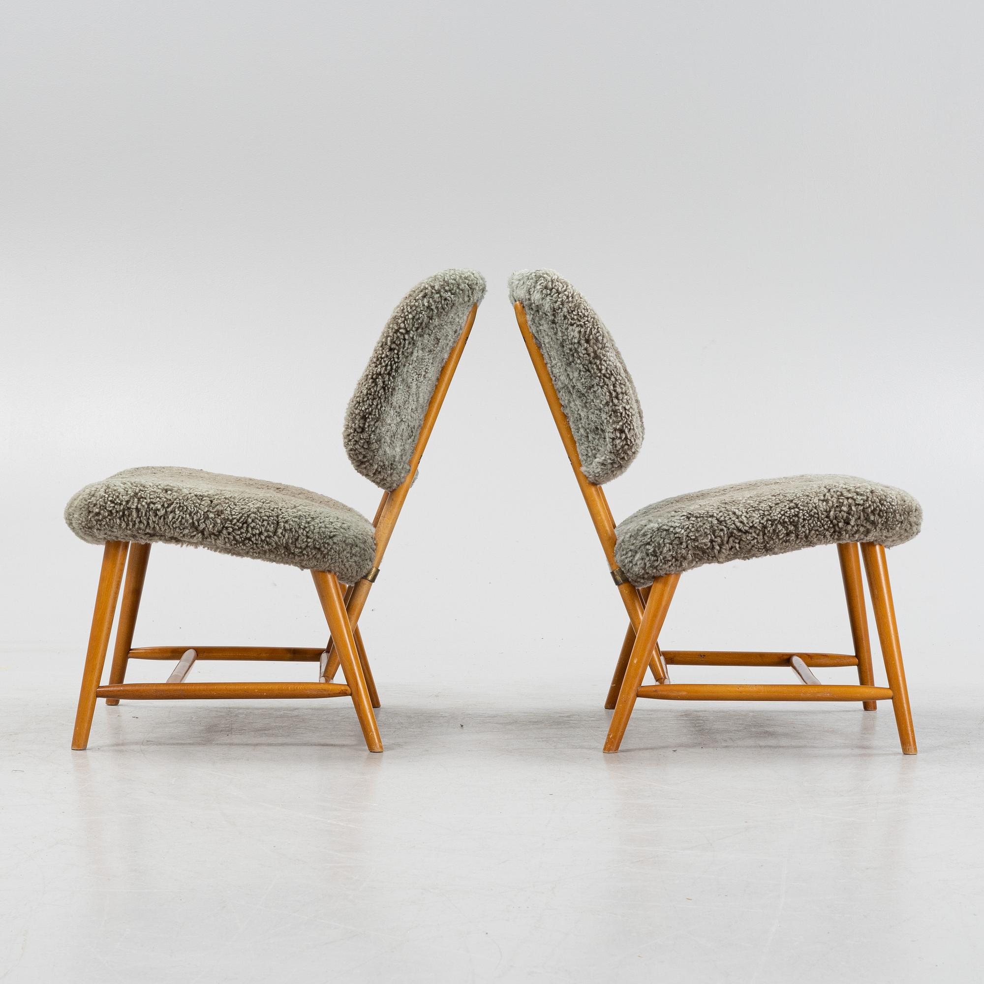 Alf Svensson, a pair of 'TeVe' easy chairs, Bra Bohag, Studio Ljungs Industrier, 1950's.