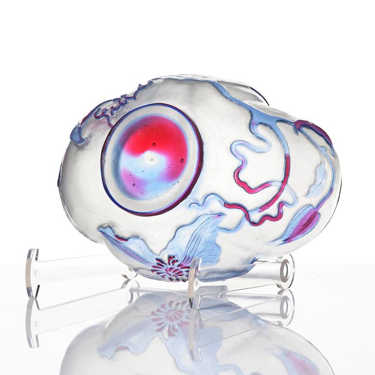 Emile Gallé, an Art Nouveau cameo glass vase and a fire-poilshed cameo glass bowl, Nancy, France.