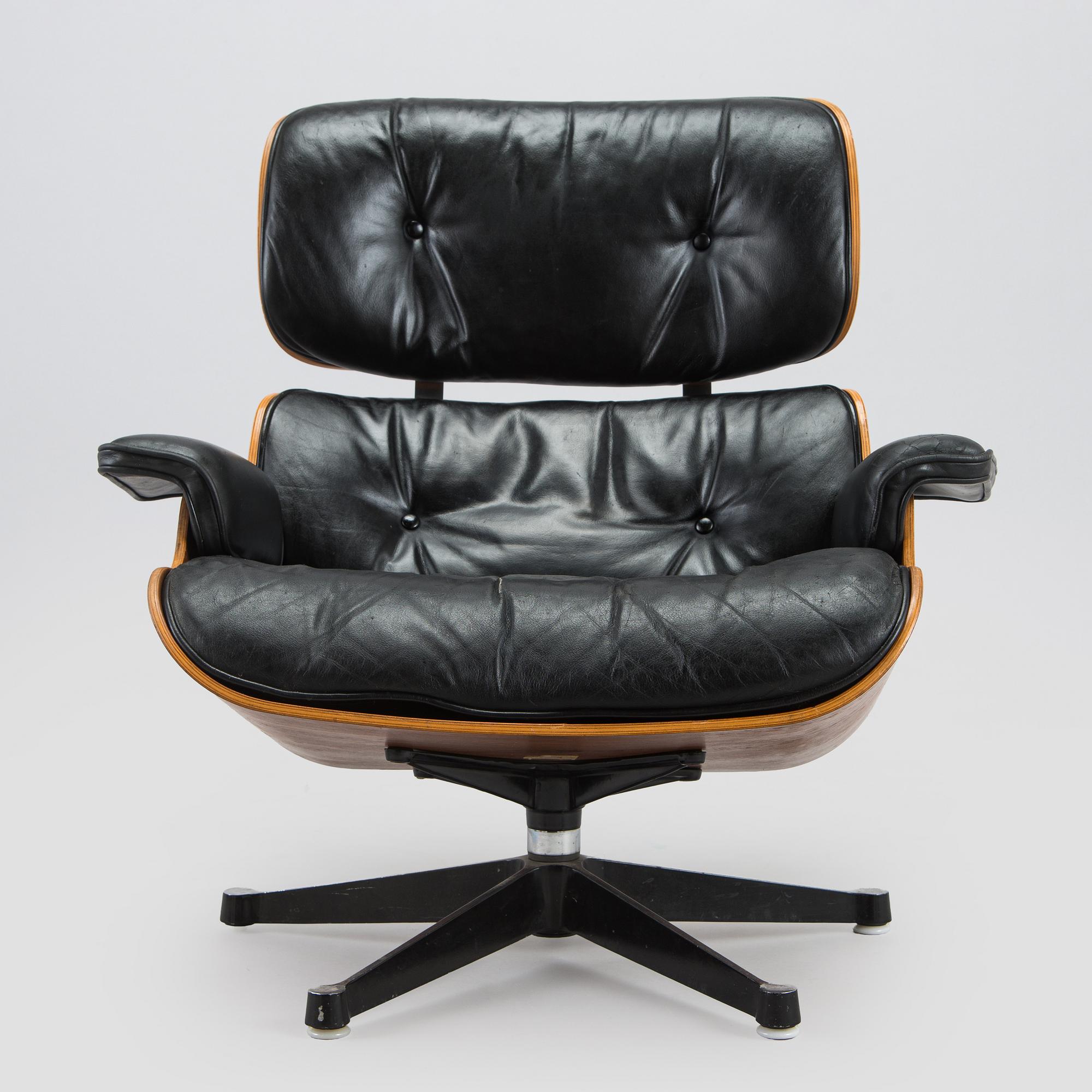Charles and Ray Eames, a 1960s 'Lounge chair' and stool for Herman Miller.