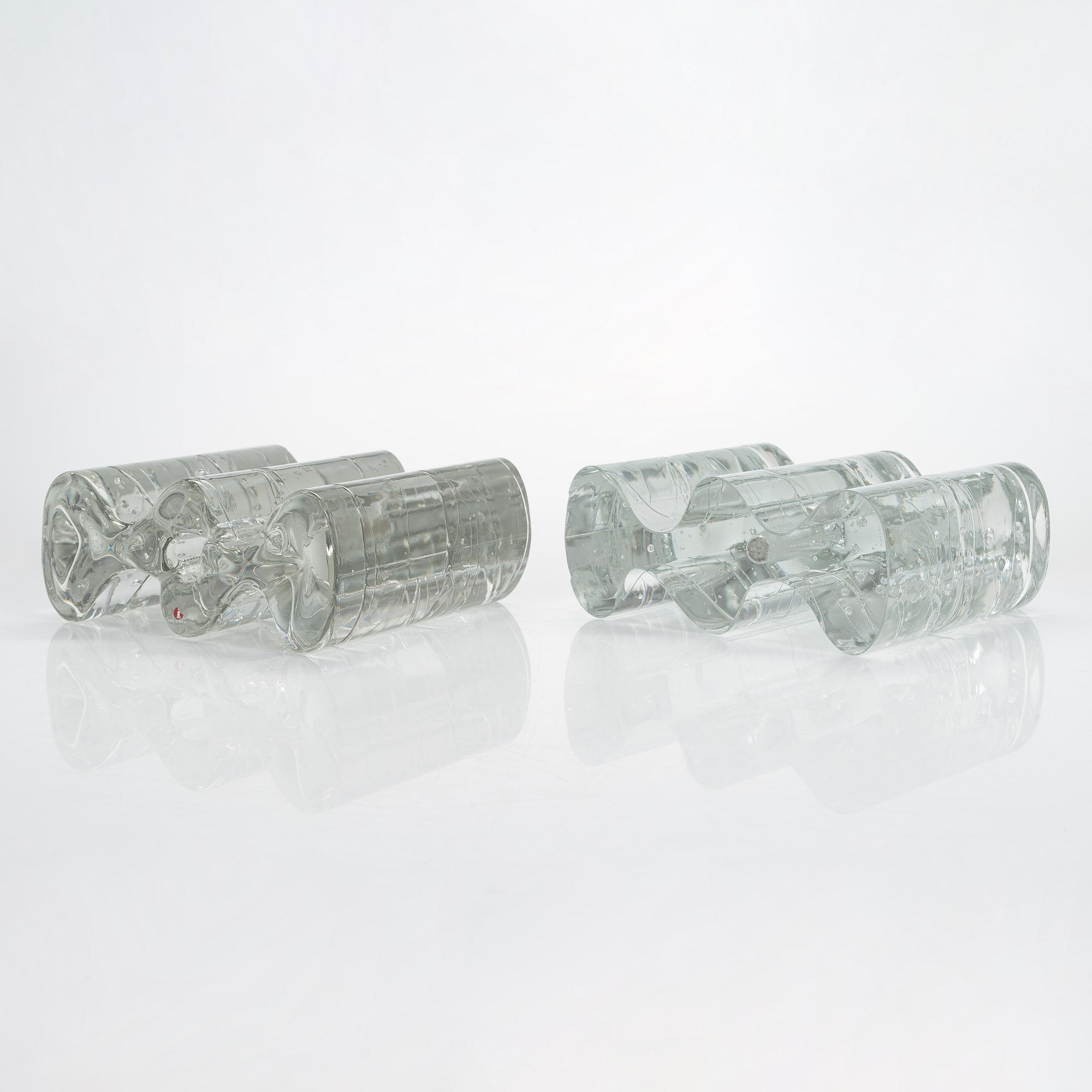 Timo Sarpaneva, glasskuplturer, 2 st, "Arkipelago"-serien, signerad Timo Sarpaneva.