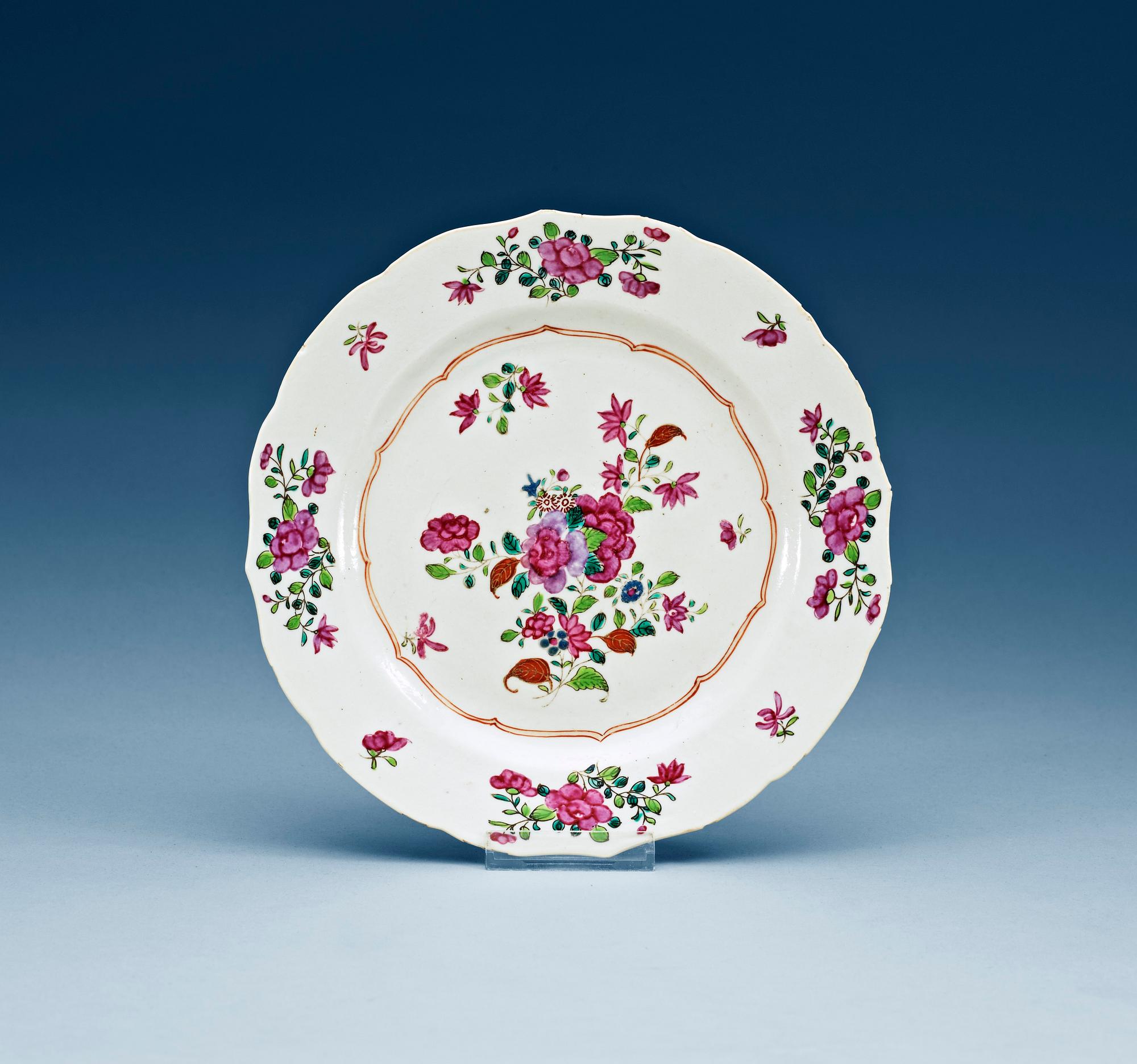 A set of twelve famille rose dinner plates, Qing dynasty, Qianlong (1736-1795).