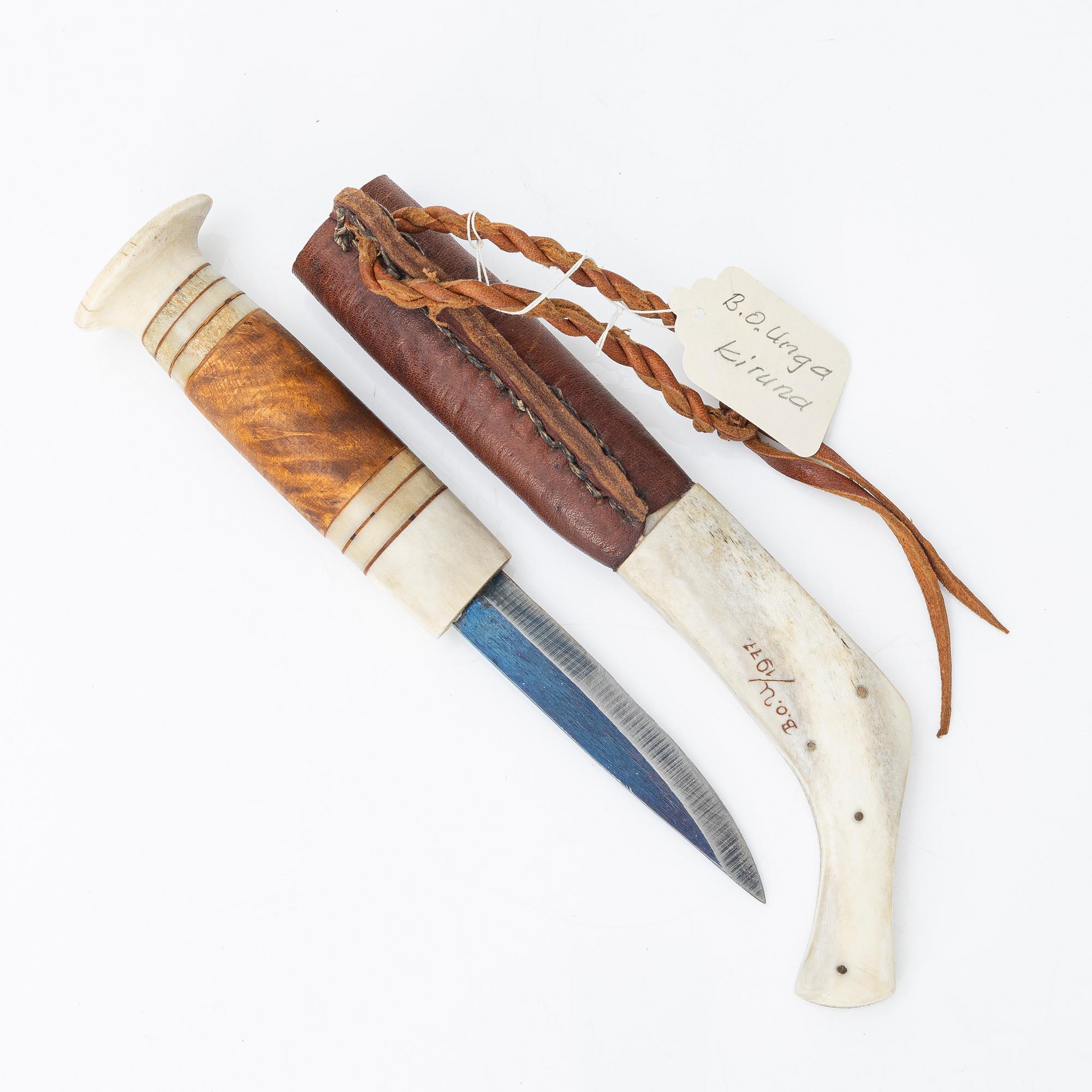 Bengt Olaf Unga, half-horn knife, signed and dated 1977.