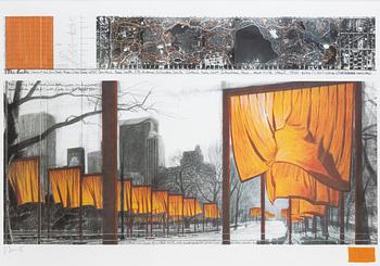 Christo & Jeanne-Claude, colour offset with textile application. Signed Christo in pencil.