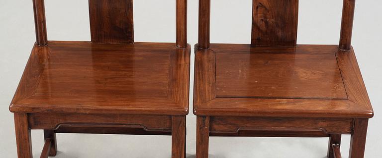 A pair of chairs, presumably Huanghuali, 17/18th Century.