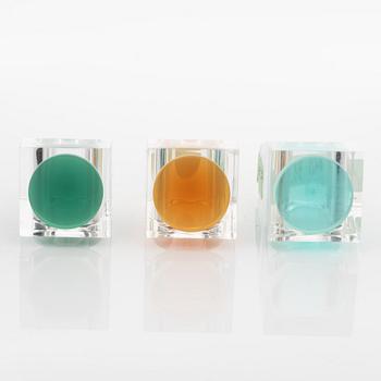 Siv Lagerström, three acrylic plastic rings, 1970s.