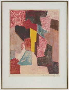 Serge Poliakoff, "Composition rouge, carmin et jaune".