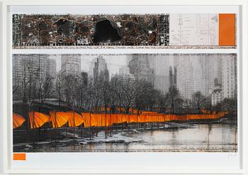 Christo & Jeanne-Claude, Offset in colours, with fabric application, signed Christo in pencil.