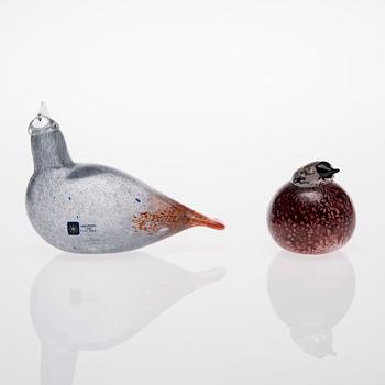 FIGURINER, 2 st, glas, signerade O. Toikka Napapiiri resp. O. Toikka Nuutajärvi, Napapiirin Lasi och Iittala.