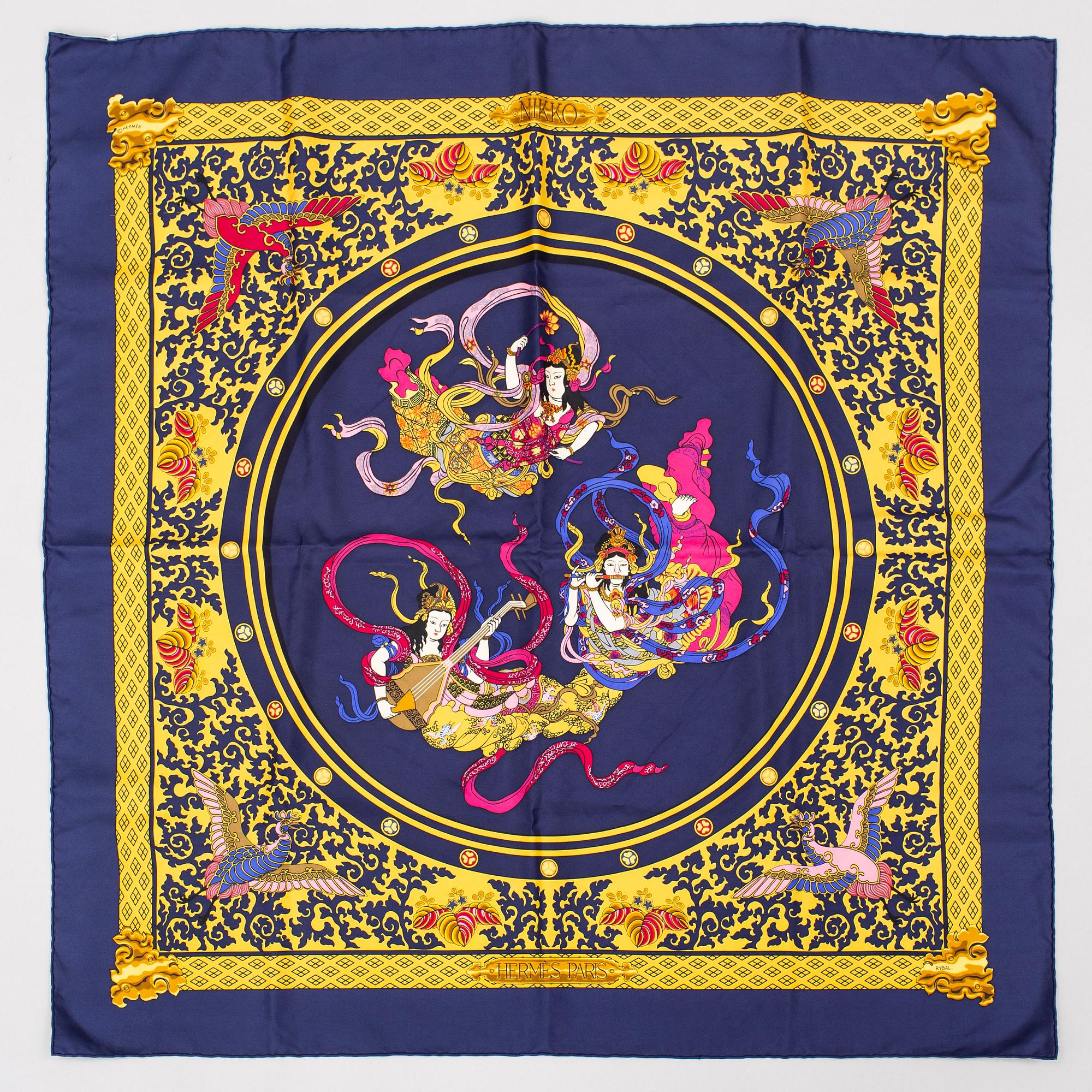 HERMÈS, 2 silk scarves, 'Nikko' & 'L'hiver'.